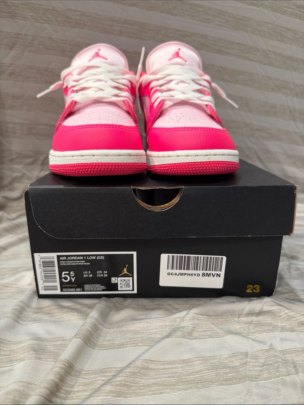 Jordan Kids Low Top Sneakers in Light Pink and Hot Pink